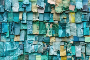 Poster - A vibrant and diverse wall covered in various colored papers. Ideal for creative projects and colorful designs