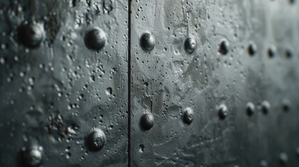 Poster - Detailed shot of a metal surface with rivets, suitable for industrial concepts