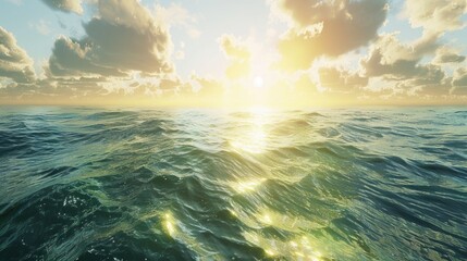 Aufkleber - A serene view of a large body of water under a cloudy sky. Suitable for various nature-themed projects