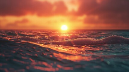 Poster - Beautiful sunset over the ocean, ideal for travel websites or vacation promotions