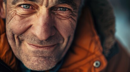 Aufkleber - Close up of a person wearing a jacket, suitable for fashion or outdoor activities