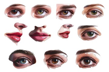Poster - Various close-up shots of eyes and lips. Ideal for beauty and fashion concepts