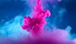 Pink smoke against a blue background