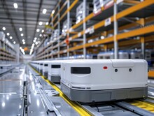 Inside Automated Fulfillment Centers, Robots And Automated Systems Swiftly Pack And Ship Orders, Shaping E-commerce Fulfillment.