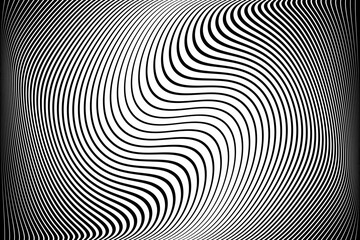 Wall Mural - wavy lines textured background with 3d illusion and twisting movement effect.