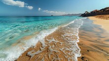 Beautiful Beach With Turquoise Water And Blue Sky In Cape Verde.