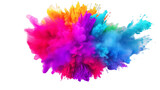 Fototapeta Tęcza - Colorful Powder Bursting in Vibrant, Isolated on transparent PNG background, Generative ai