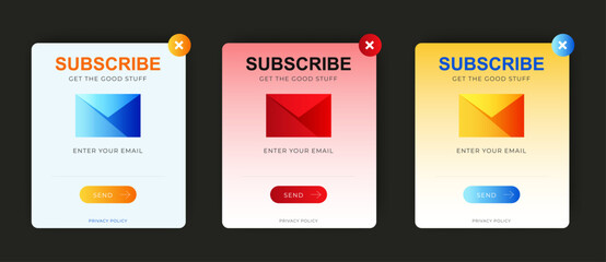 Poster - Modern Email Subscription form pop up banners. Professional web design, full set of elements. User-friendly design materials.