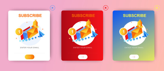 Poster - Modern Email Subscription form pop up banners. Professional web design, full set of elements. User-friendly design materials.