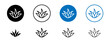 Aloe Vera Line Icon Set. Plant Agave Medical Symbol in Black and Blue Color.