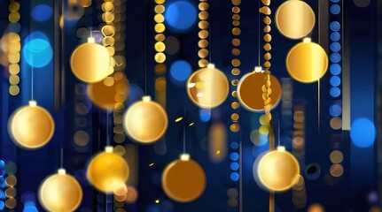 Blue and gold Abstract background and bokeh on New Year's Eve. AI generativ.
