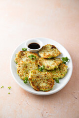 Wall Mural - Homemade courgette latkes with herbs