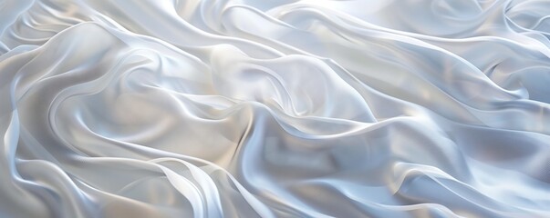 Poster - Numerous white silk fabrics wave in the wind, blending together, with ample copy space.