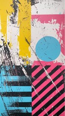 Poster - Striped sky meets striped ground in pop art style.