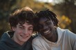 portrait of two teenage boys – Interethnic friendship, trust, togetherness