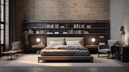Poster - Loft Interior Design Background,modern bedroom, bedroom details