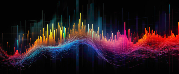 Wall Mural - Captivating visualization of stock market dynamics resembling a rhythmic pulse, reflecting the heartbeat of economic trends.