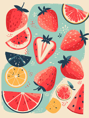 seamless pattern with strawberries