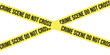 Crime Scene Do Not Cross tape. Attention police ribbon. Yellow warning barrier tape. Caution crime scene band. Do not cross police line. Criminal illustration on transparent background. 