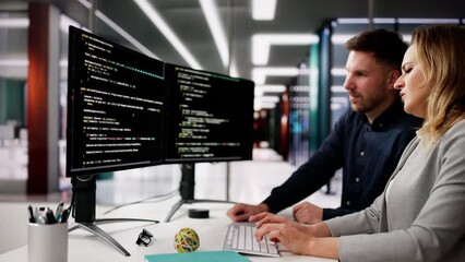 Fototapete - Coder Using Computer At Desk