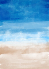  Hand painted watercolour abstract beach landscape background