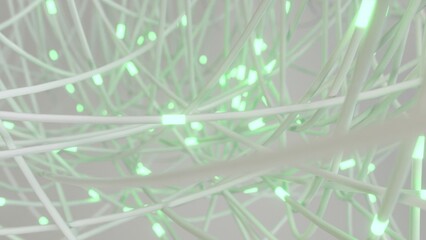 Poster - Interwoven white wires with soft green highlights in a chaotic network.