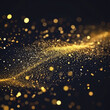 Gold glittering confetti wave and stardust. Golden mag