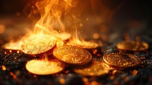 The pile of gold coins is melting. and a fire broke out