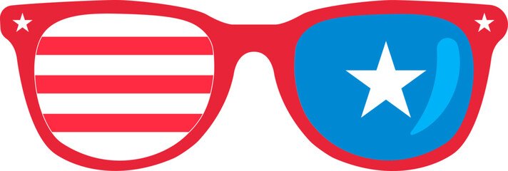 glasses in the pattern of the american flag with stars and red and white stripes, vector illustration