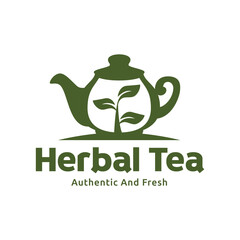 Wall Mural - Teapot green tea leaf logo icon design template flat vector. Vector Tea logo isolated on a white background