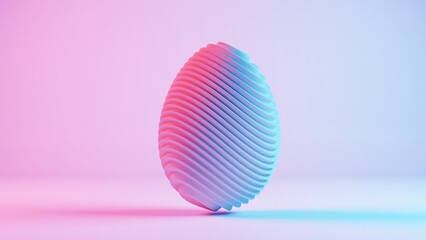 Aufkleber - 3D minimalist Easter egg design with a retro wave aesthetic, blending classic holiday elements with a modern twist