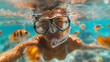 © D-stock photo - Underwater view of young woman snorkeling in the sea