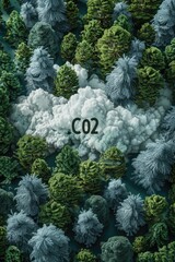 Wall Mural - CO2 cloud formation above a dense forest.