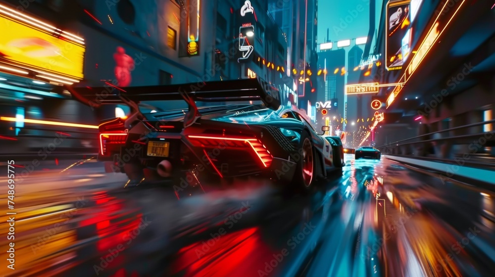 screen of a car racing game, gaming concept Stock Photo | Adobe Stock