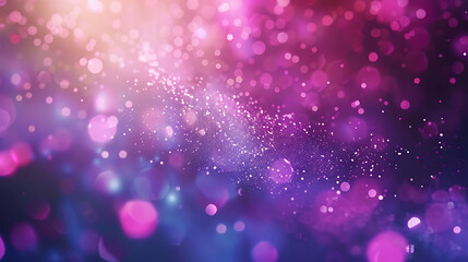 Wall Mural - Glowing pink and purple particles move through a dark blue background in a magical sparkling flow.