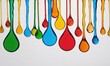 Colorful paint drops on gray background