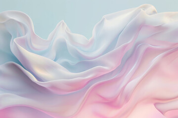 Wall Mural - Pink and white fabric with wave pattern