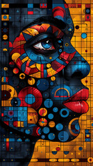 Poster - Stunning artistic face vector illustration.