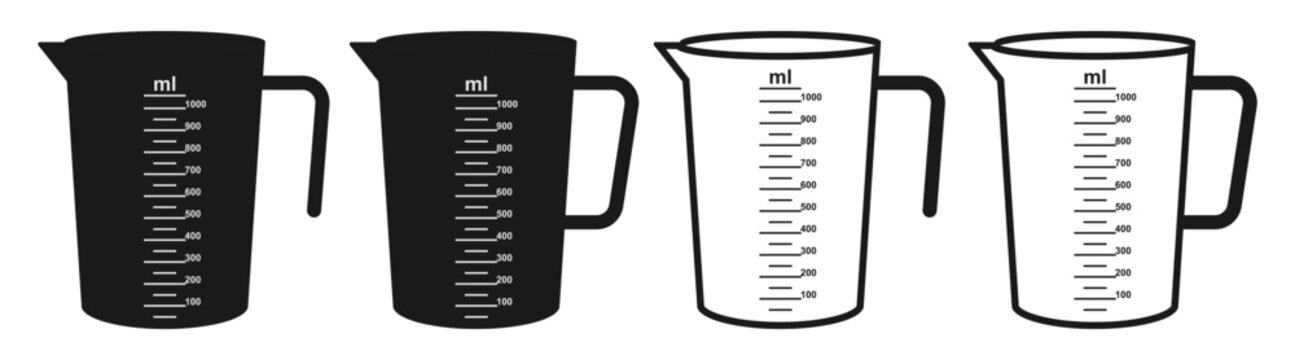 measuring cup vector icon set. flat design vector illustration isolated on white background.