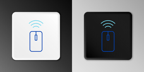 Poster - Line Wireless computer mouse system icon isolated on grey background. Internet of things concept with wireless connection. Colorful outline concept. Vector