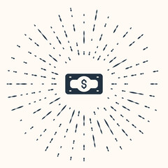 Sticker - Grey Stacks paper money cash icon isolated on beige background. Money banknotes stacks. Bill currency. Abstract circle random dots. Vector