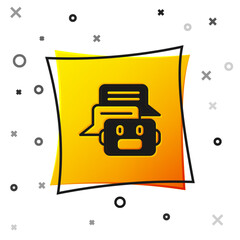 Poster - Black Chat bot icon isolated on white background. Chatbot icon. Yellow square button. Vector