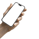 Fototapeta Las - a phone  in a hand on a transparent background in PNG format
