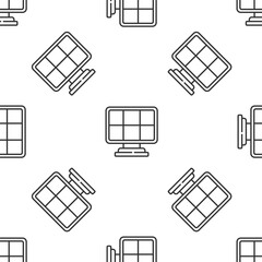 Poster - Grey line Solar energy panel icon isolated seamless pattern on white background. Vector