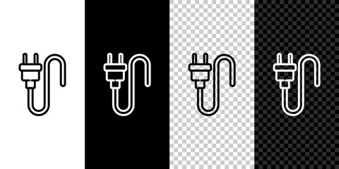 Poster - Set line Electric plug icon isolated on black and white background. Concept of connection and disconnection of the electricity. Vector