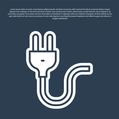 Poster - blue line electric plug icon isolated on blue background. concept of connection and disconnection of