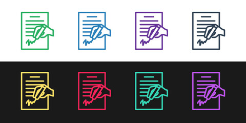 Poster - set line petition icon isolated on black and white background. vector
