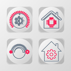 Poster - set line smart home settings, thermostat, and icon. vector