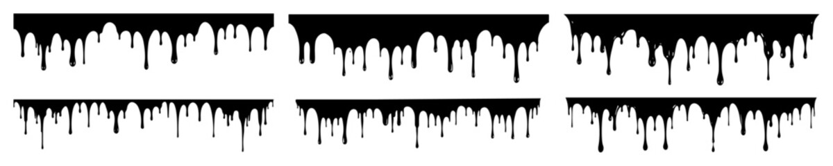 Poster - set of black paint drip. vector design element