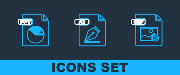 Poster - Set line GIF file document, PPT and AI icon. Vector